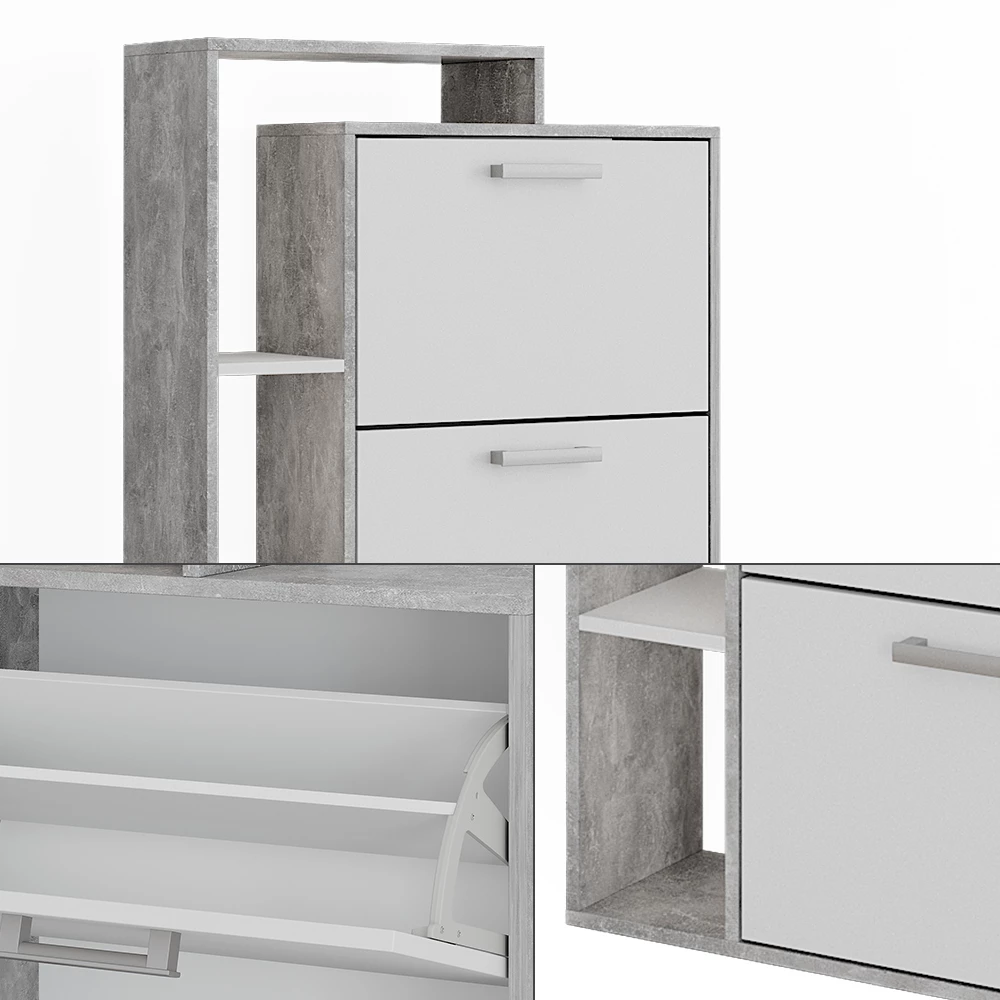 Vicco Skotipper Hvid/beton 80 x 166.1 cm, Orlando