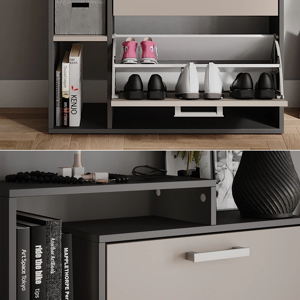 Vicco Skotipper Antracit/grå 80 x 166.1 cm med 4 rum, Orlando
