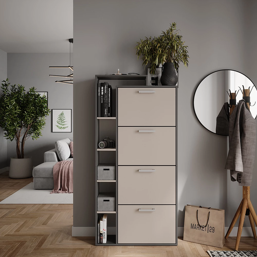 Vicco Skotipper Antracit/grå 80 x 166.1 cm med 4 rum, Orlando