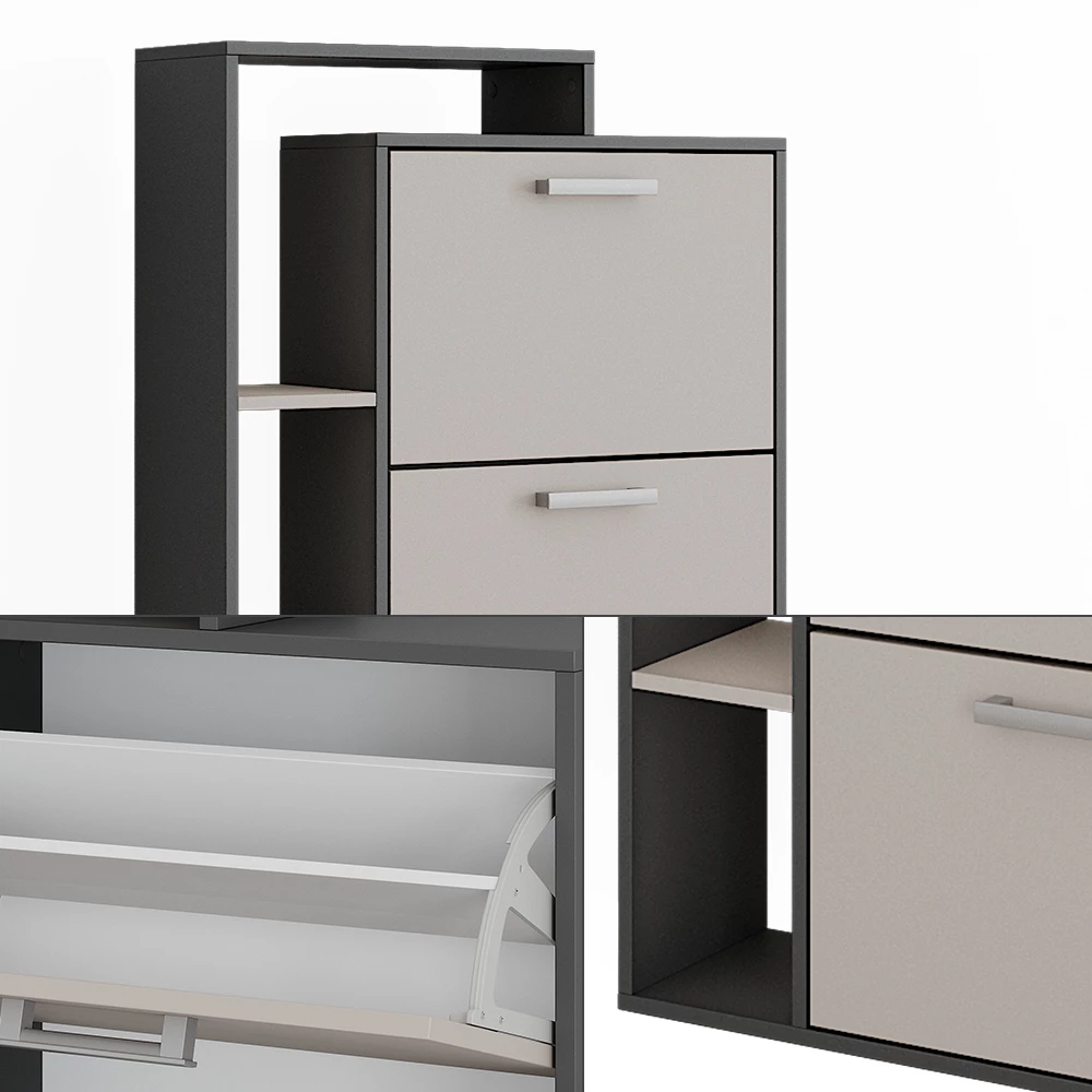 Vicco Skotipper Antracit/grå 80 x 166.1 cm med 4 rum, Orlando