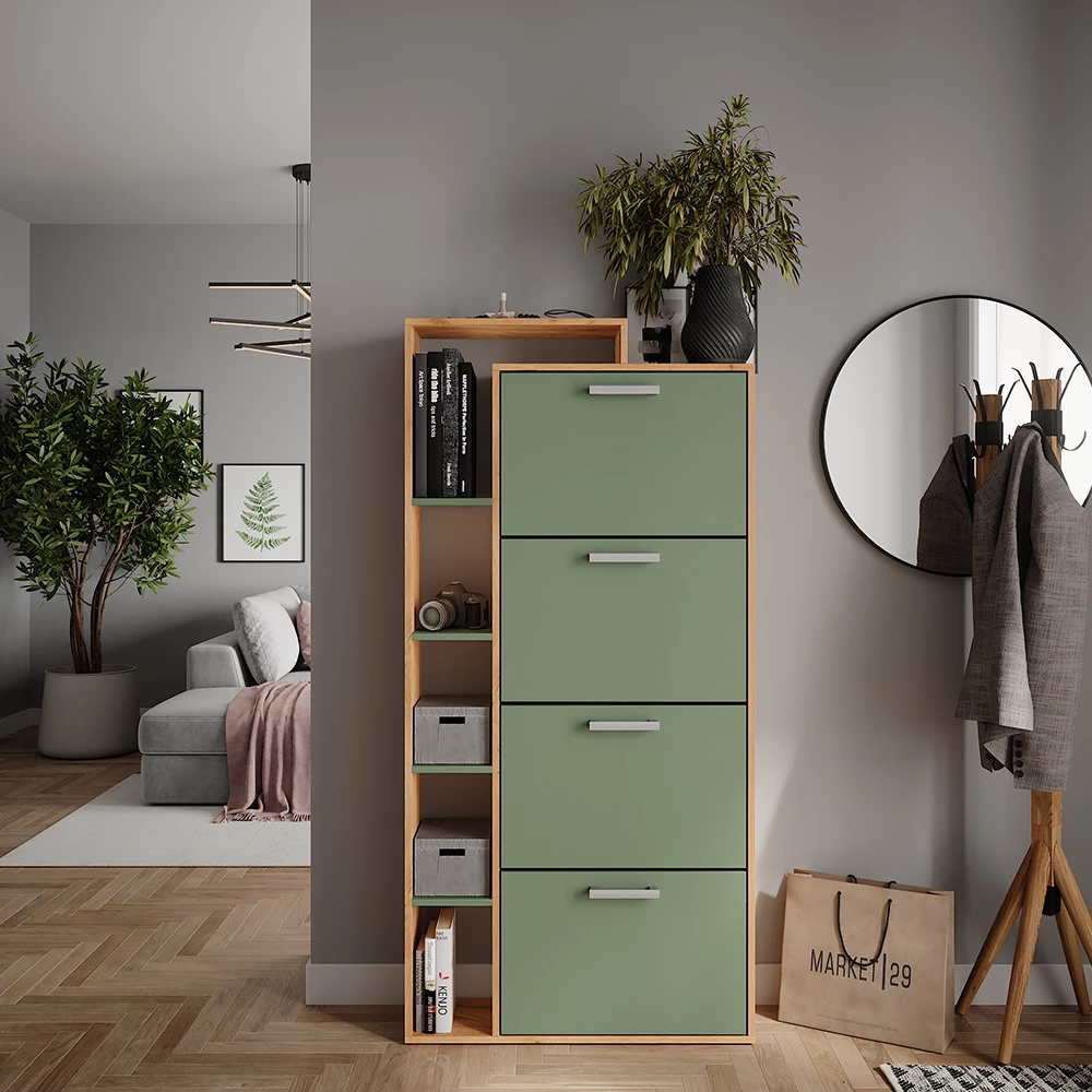 Vicco Skotipper Goldkraft eg/grøn 80 x 166.1 cm med 4 rum, Orlando