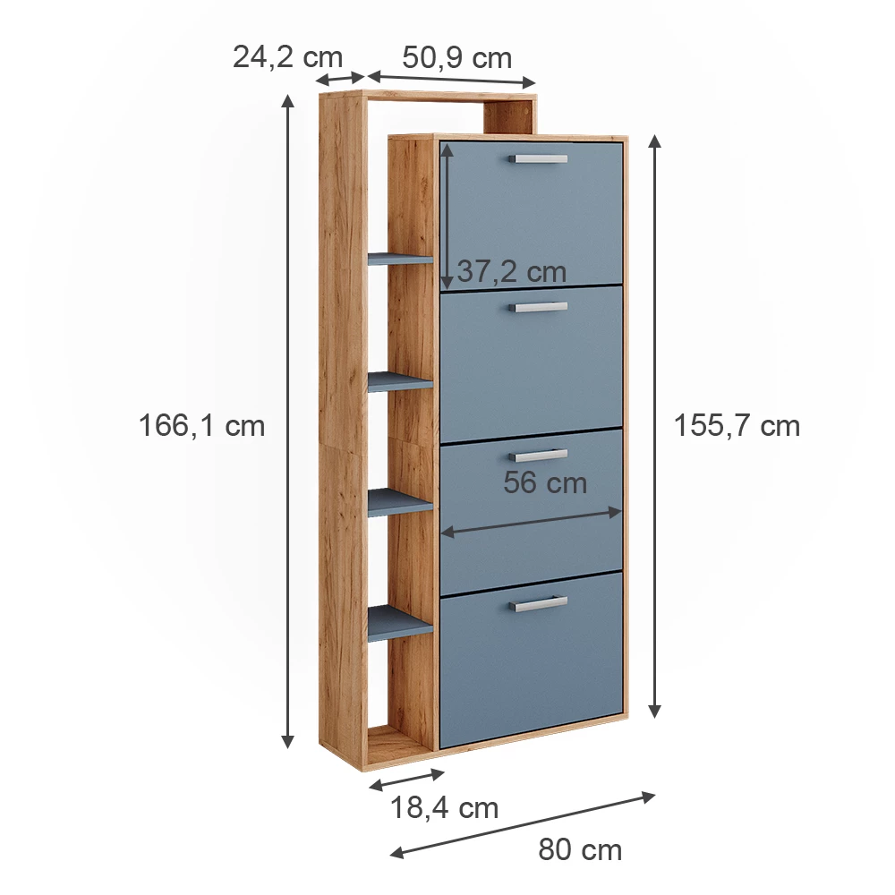 Vicco Skotipper Goldkraft eg/blå 80 x 166.1 cm med 4 rum, Orlando