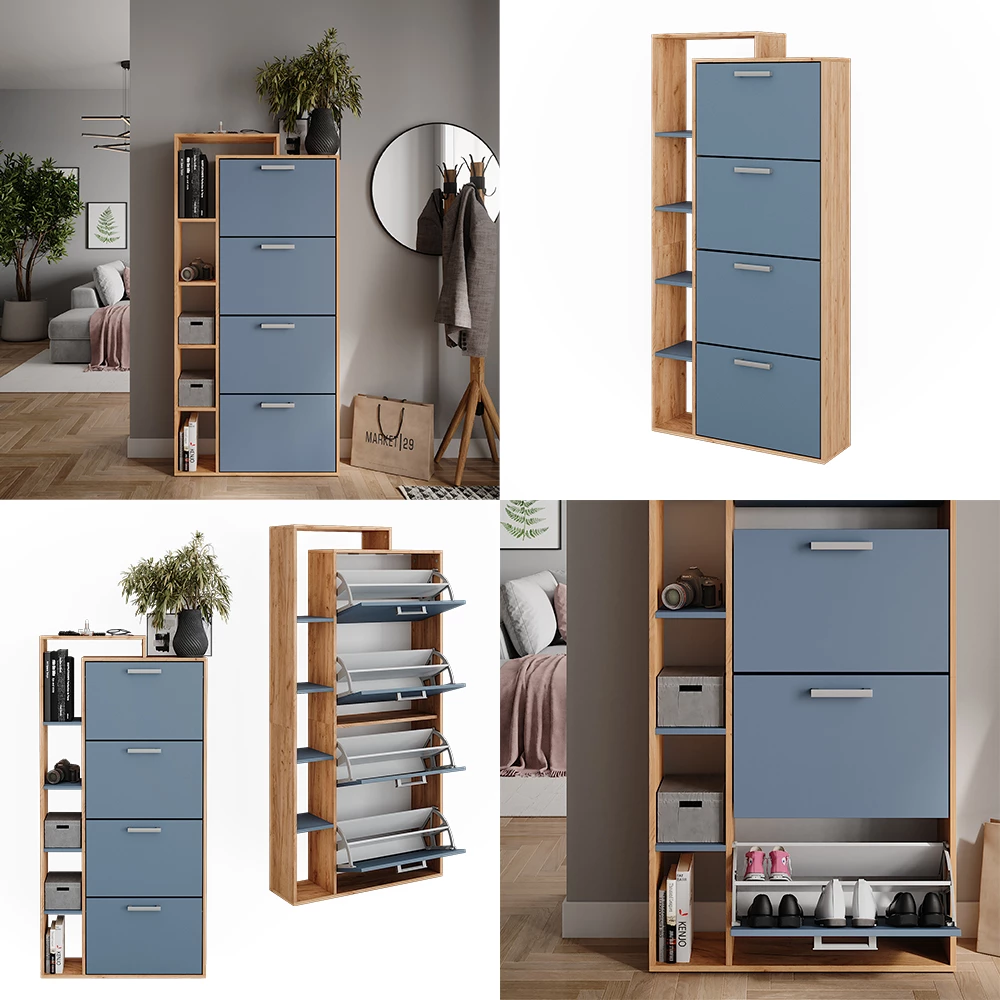 Vicco Skotipper Goldkraft eg/blå 80 x 166.1 cm med 4 rum, Orlando