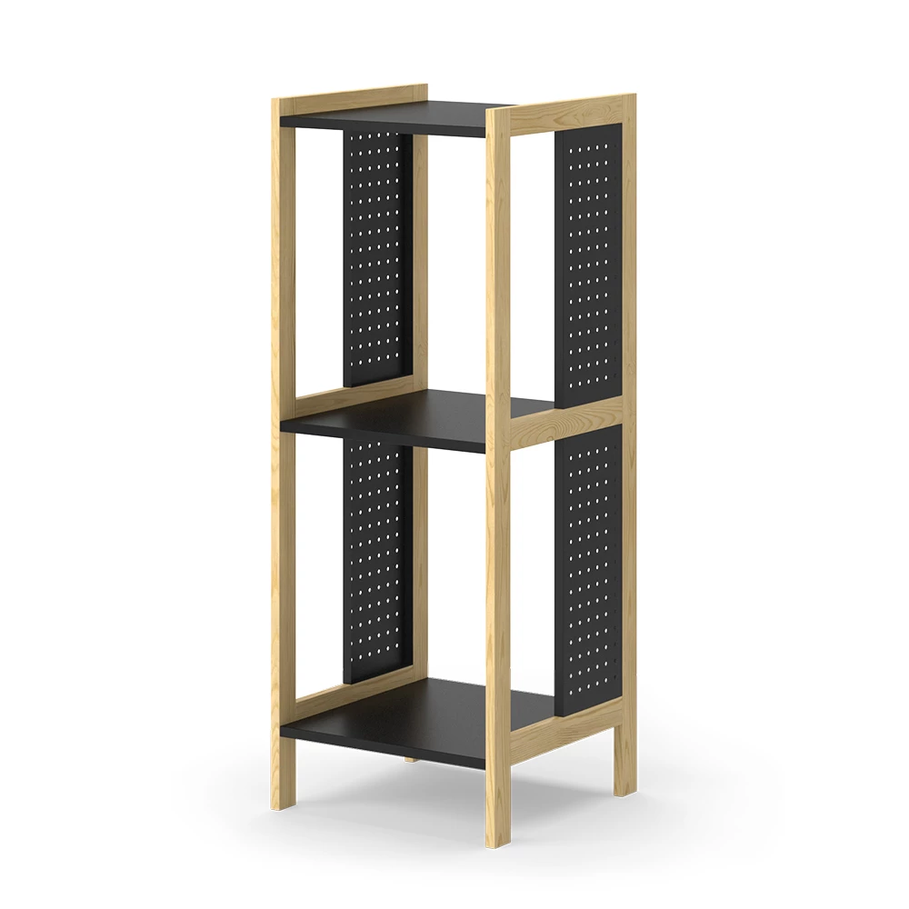 Standregal in Schwarz auf weißem Hintergrund