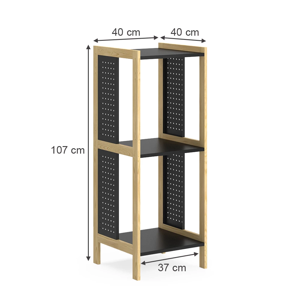 Standregal in Schwarz auf weißem Hintergrund