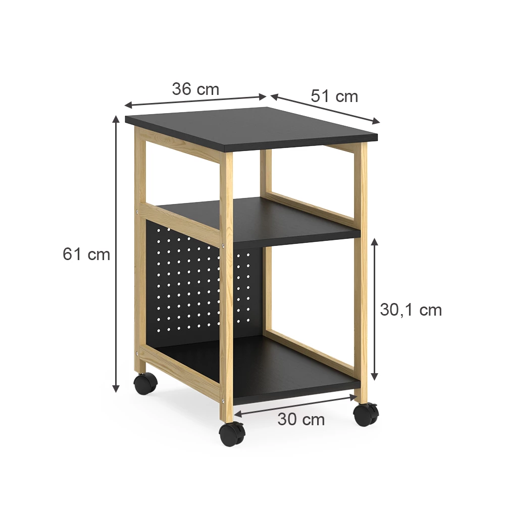 Vicco Rollwagen Preto 36x51 cm, Elvia