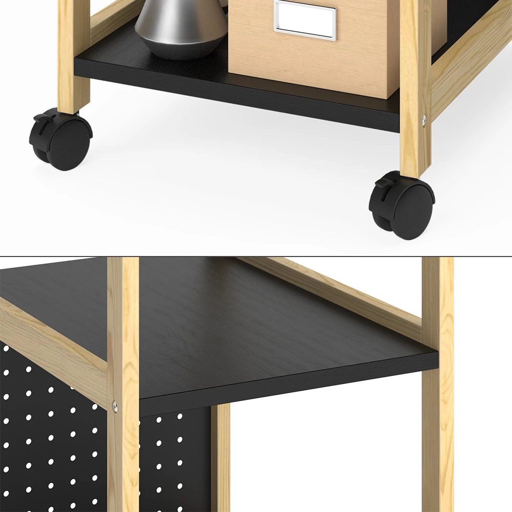 Close-up van Trolley in Zwart, met ontwerp- en oppervlakte-details