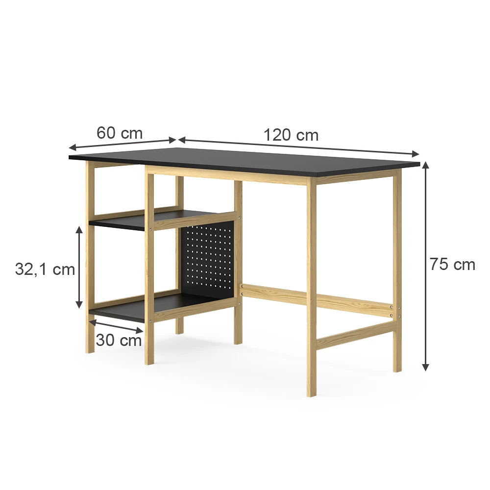 Vicco Birou Negru 120 x 60 cm, Elvia