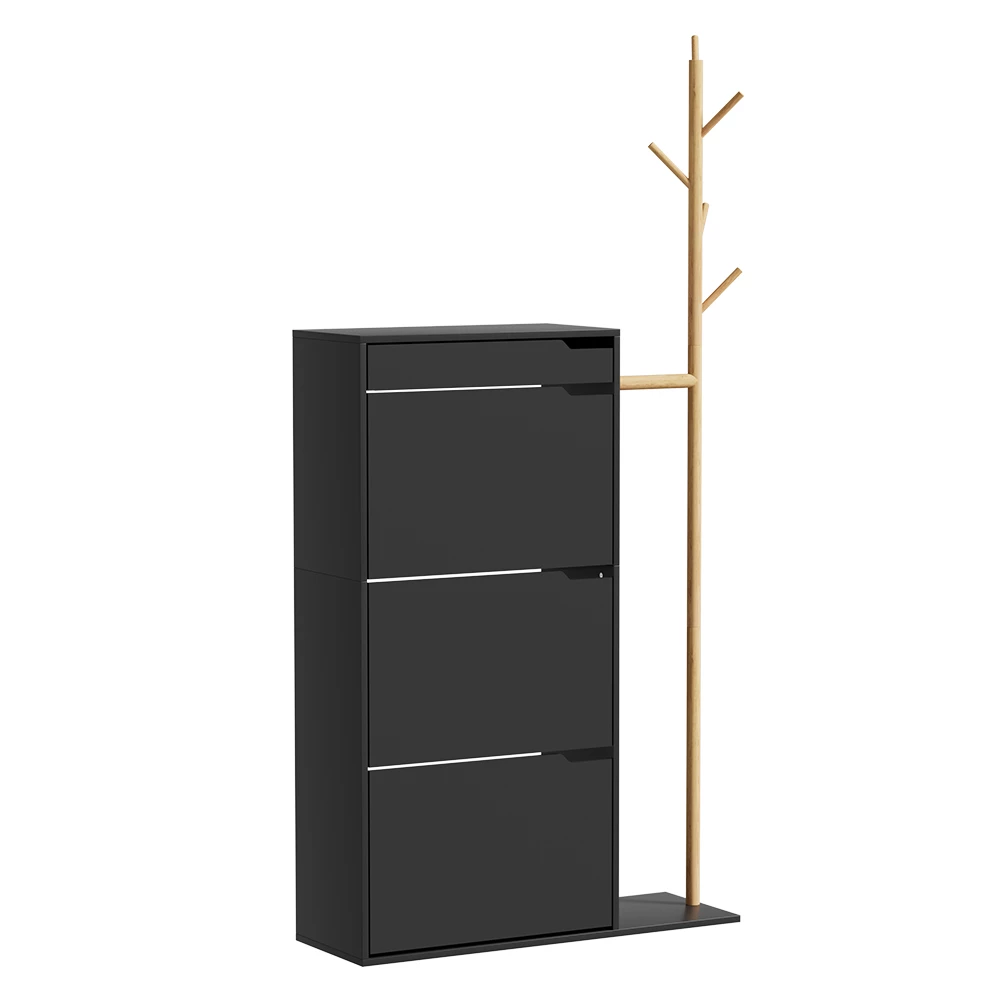 Vicco Skoskåp Svart 90x181.5 cmmed 3 fack, 1 låda, Ivo