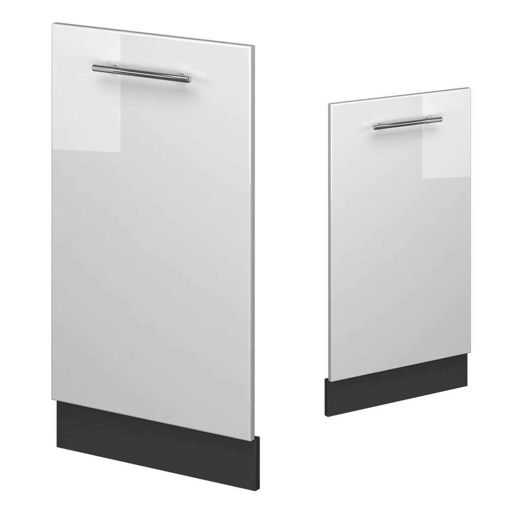 Vaatwasserfrontpaneel in Wit Hoogglans on white background with decorative elements