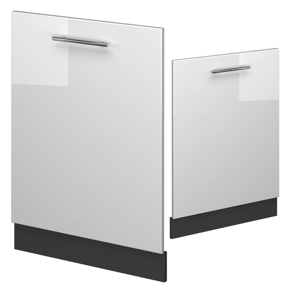 Vaatwasserfrontpaneel in Wit Hoogglans on white background with decorative elements