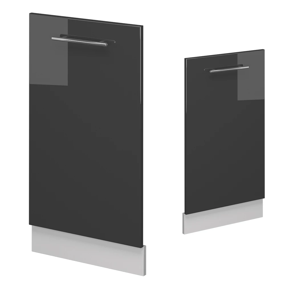 Façade de lave-vaisselle en Anthracite Haute brillance sur fond blanc avec des éléments décoratifs