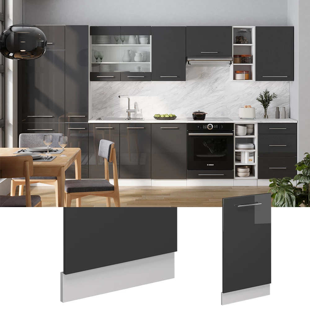 Vicco Geschirrspülblende "Fame-Line", Anthrazit Hochglanz, 45 cm ohne Arbeitsplatte