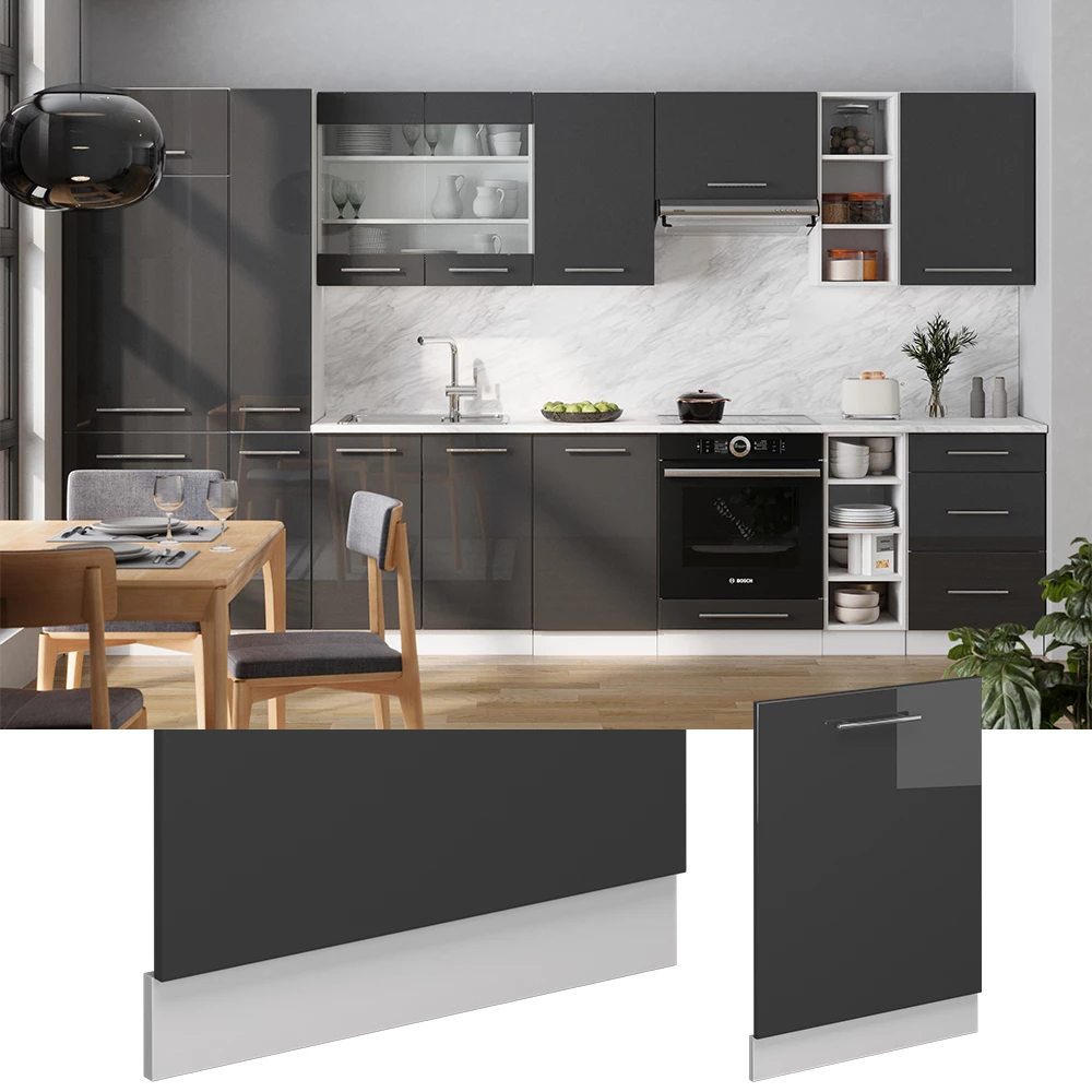 Vicco Pannello frontale della lavastoviglie "Fame-Line", Antracite lucido, 60 cm senza piano di lavoro