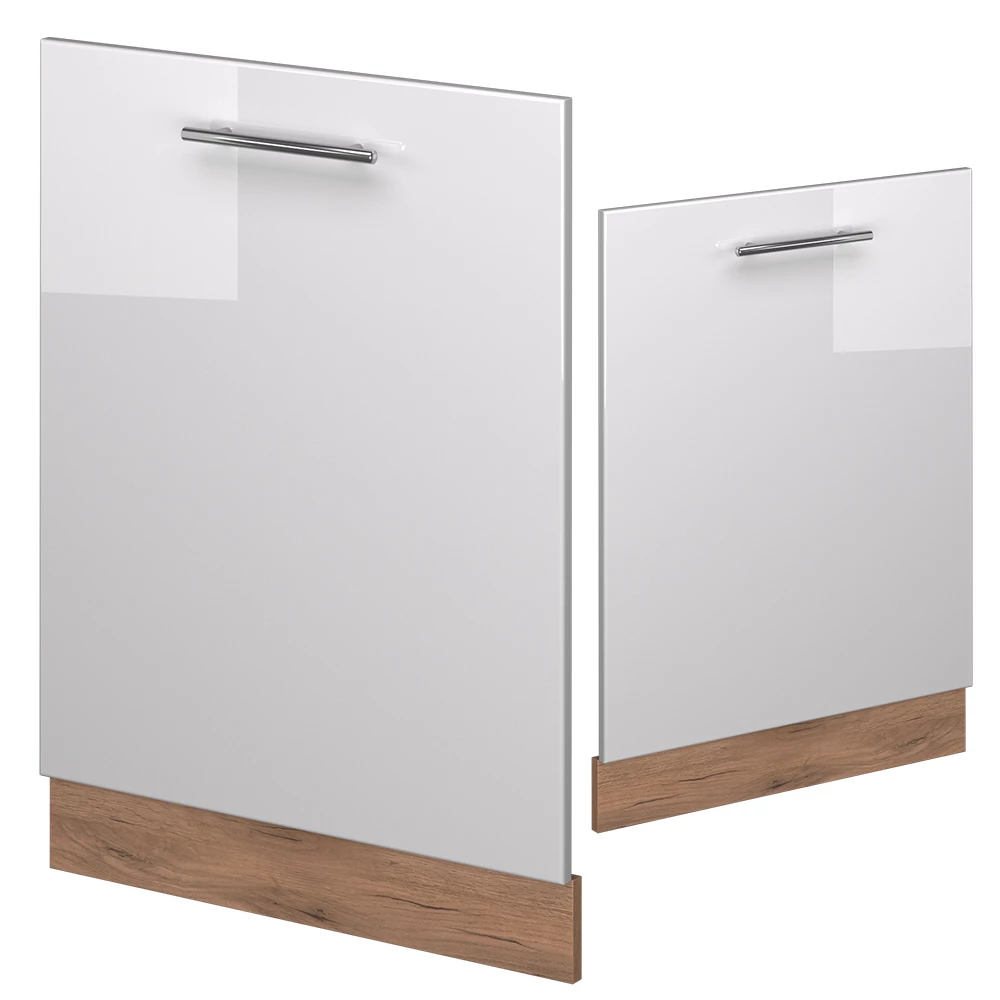 Vaatwasserfrontpaneel in Wit Hoogglans on white background with decorative elements
