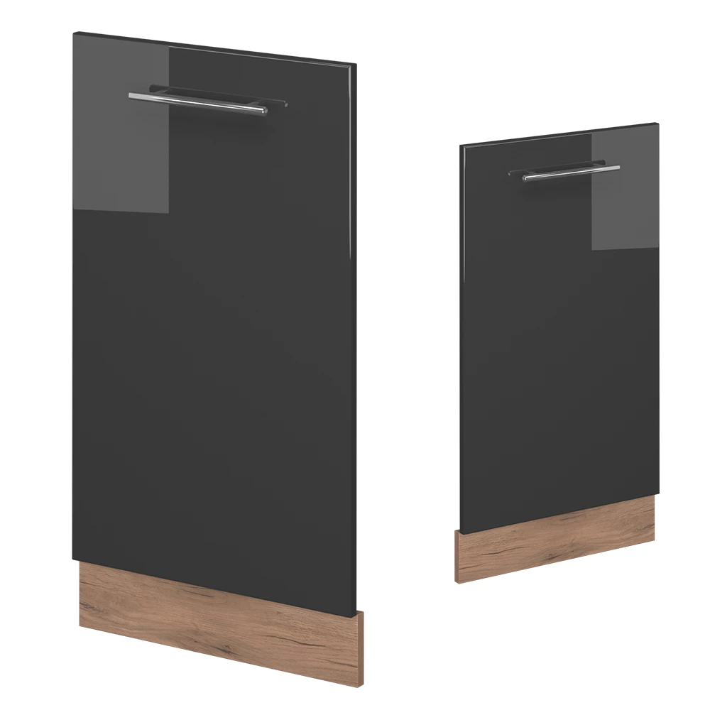 Façade de lave-vaisselle en Anthracite Haute brillance sur fond blanc avec des éléments décoratifs