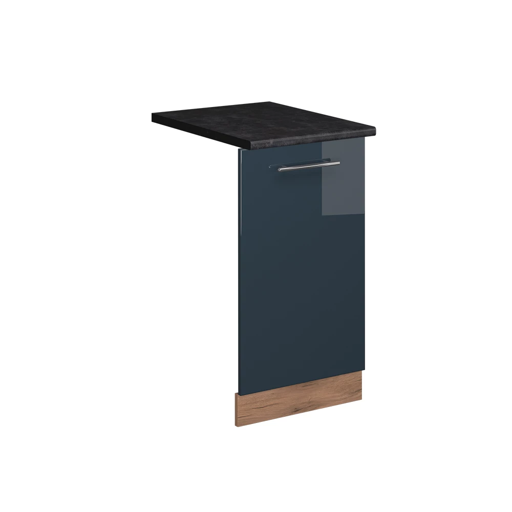 Façade de lave-vaisselle en Bleu foncé brillant sur fond blanc