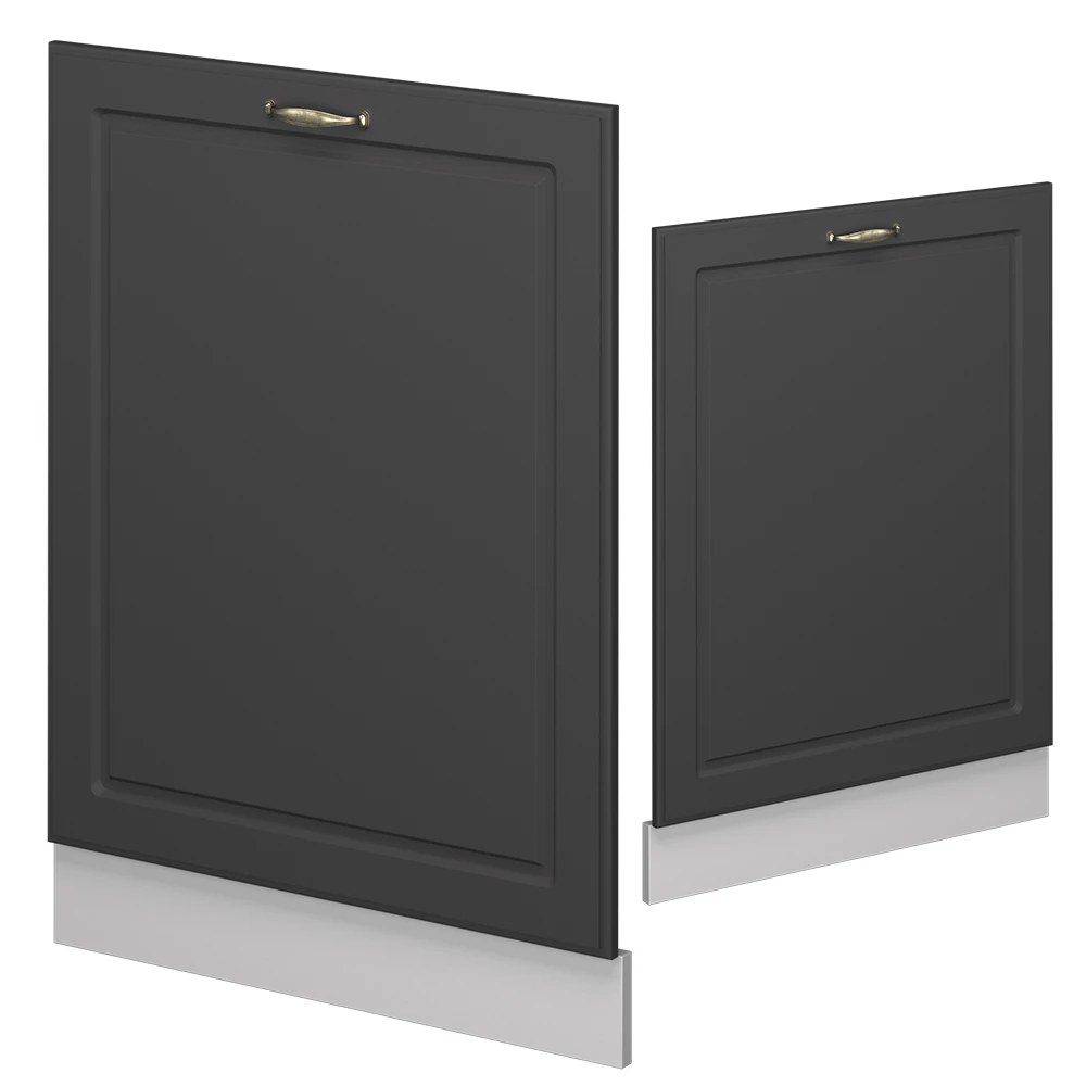 Vaatwasserfrontpaneel in Antraciet-goud on white background with decorative elements