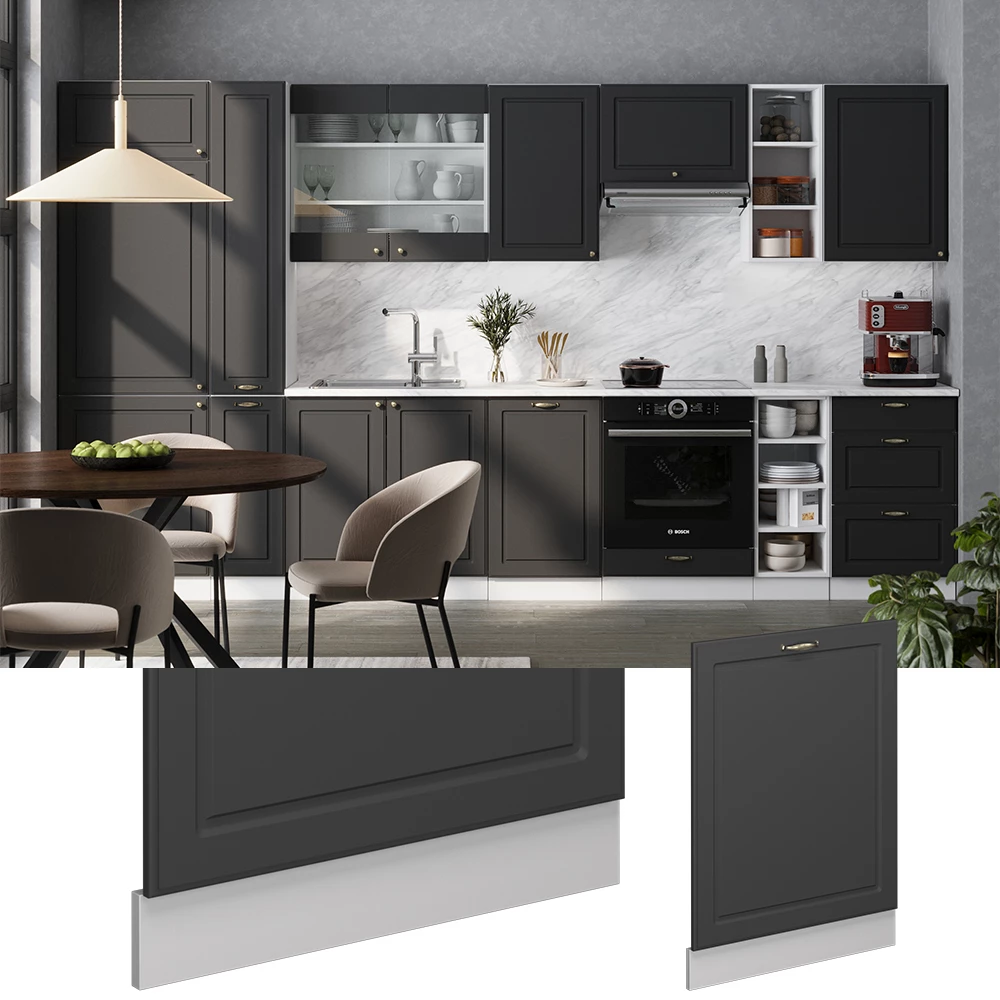 Vicco Façade de lave-vaisselle "Fame-Line", Anthrazit-Gold Landhaus, 60cm sans PT