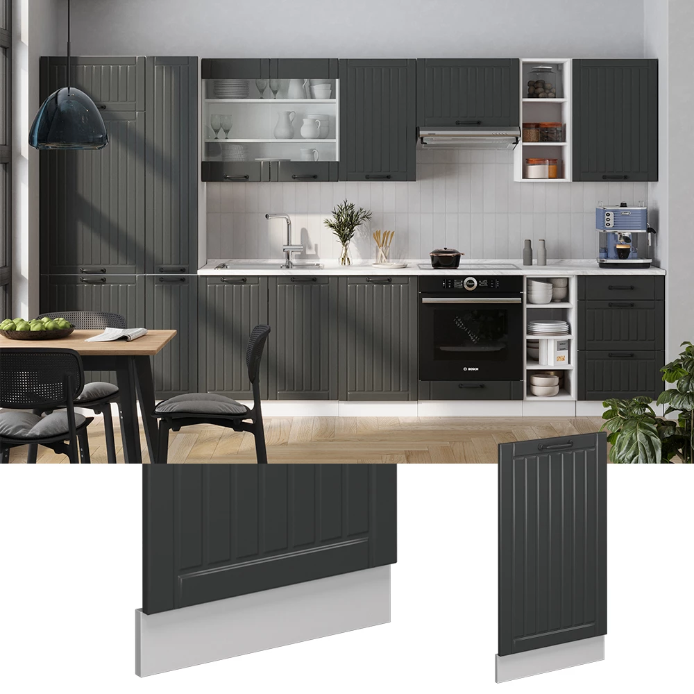 Vicco Façade de lave-vaisselle "Fame-Line", Anthracite campagne, 45cm sans PT