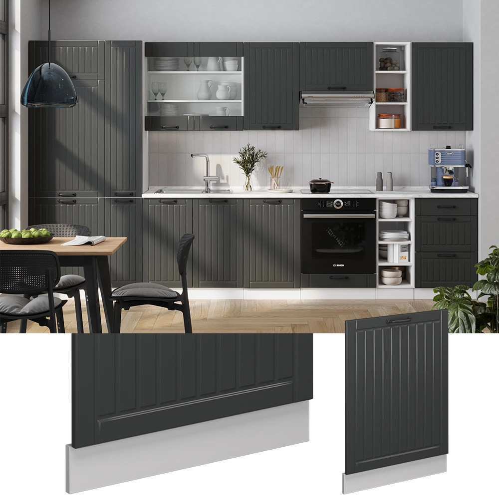 Vicco Geschirrspülblende "Fame-Line", Anthrazit Landhaus, 60 cm ohne Arbeitsplatte