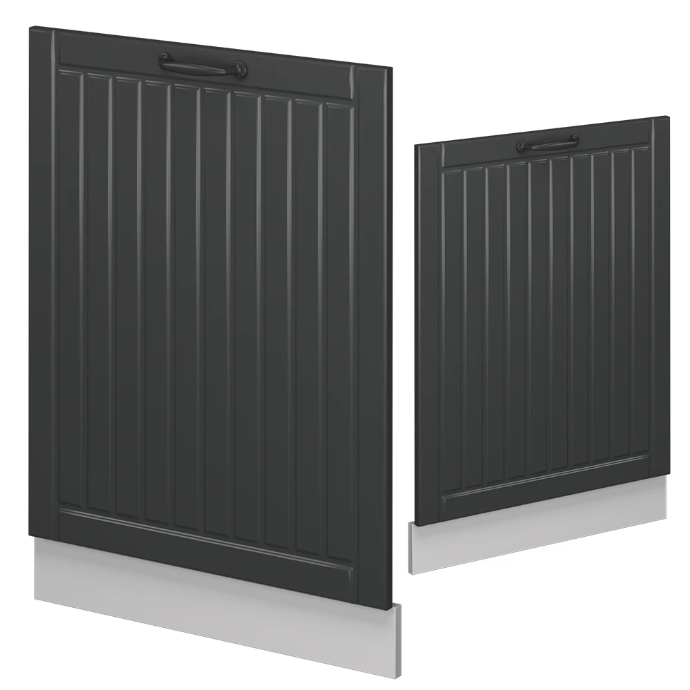 Façade de lave-vaisselle en Anthracite campagne sur fond blanc avec des éléments décoratifs