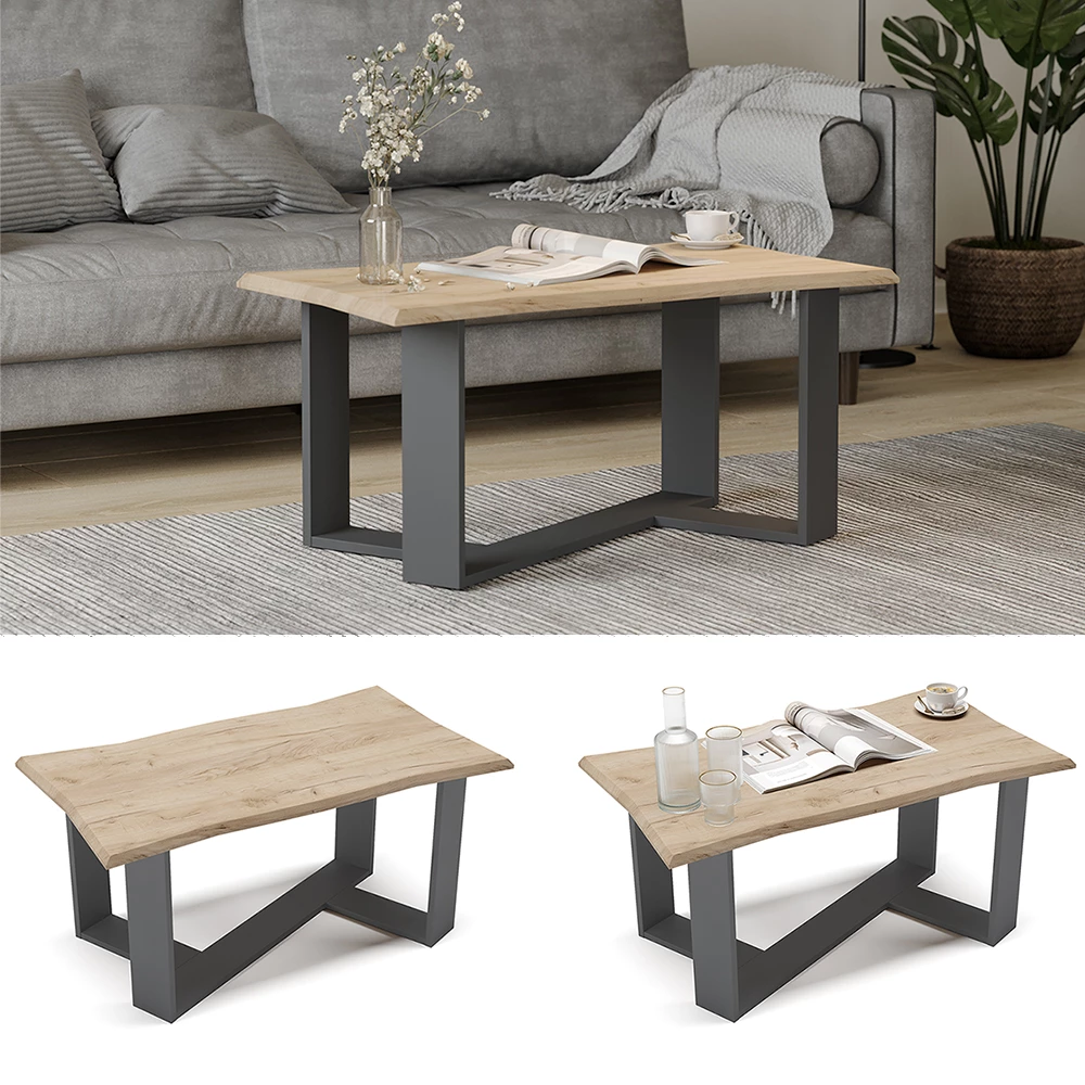 Vicco Couchtisch Goldkraft Eiche 90 x 50 cm, Arne