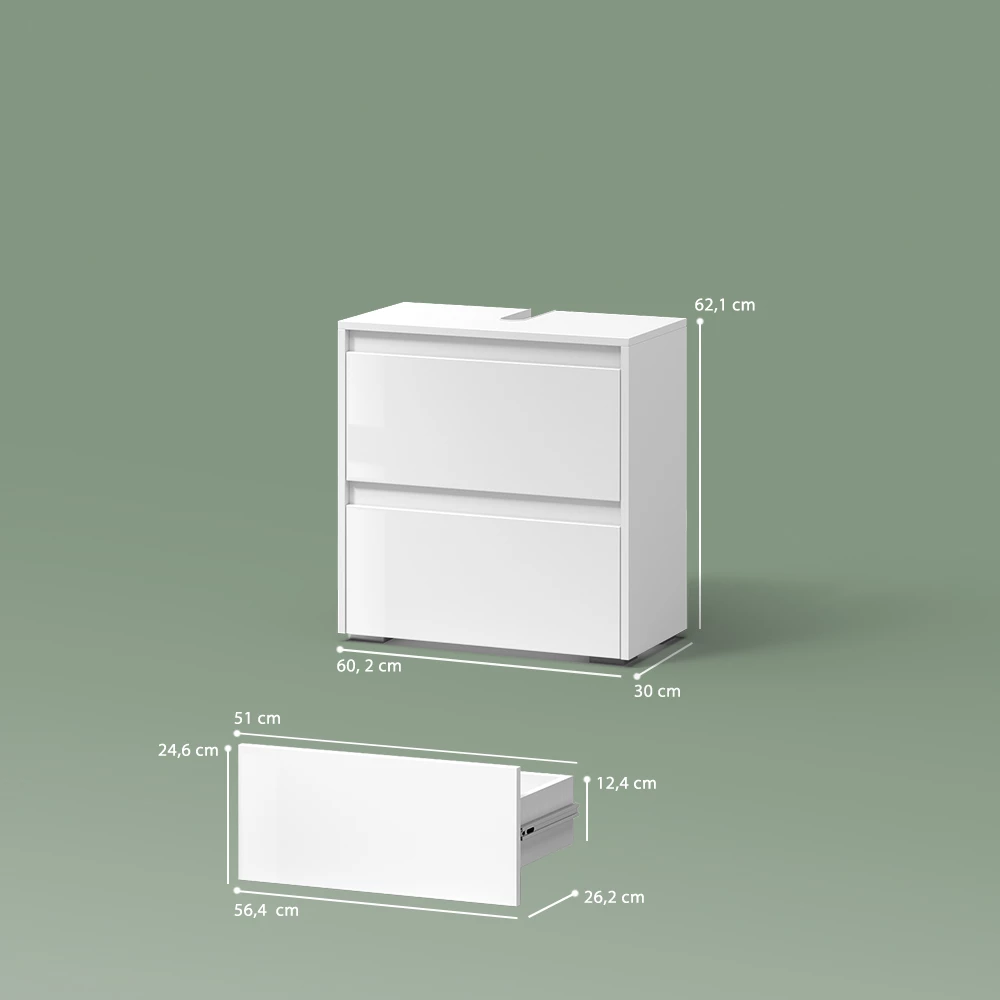 livinity® Waschbeckenunterschrank Weiß 60.2 x 62.1 cm, Savuto