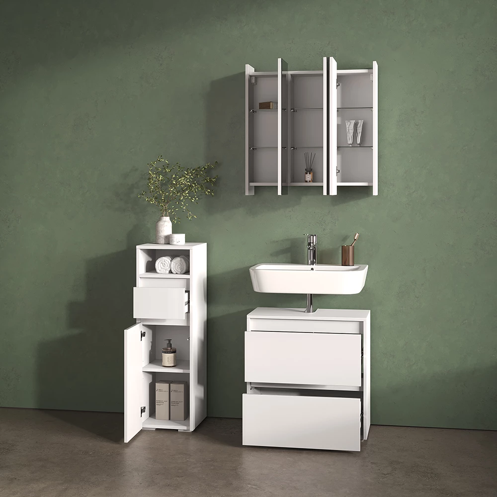 livinity® Waschbeckenunterschrank Weiß 60.2 x 62.1 cm, Savuto
