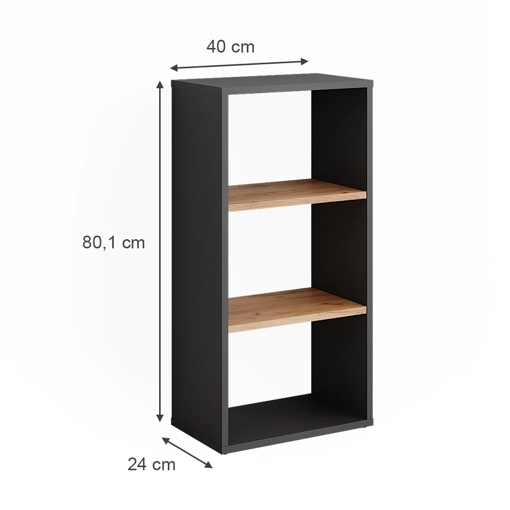 Vicco Mueble zapatero Antracita/roble dorado 40 x 80.1 cm, Orlando