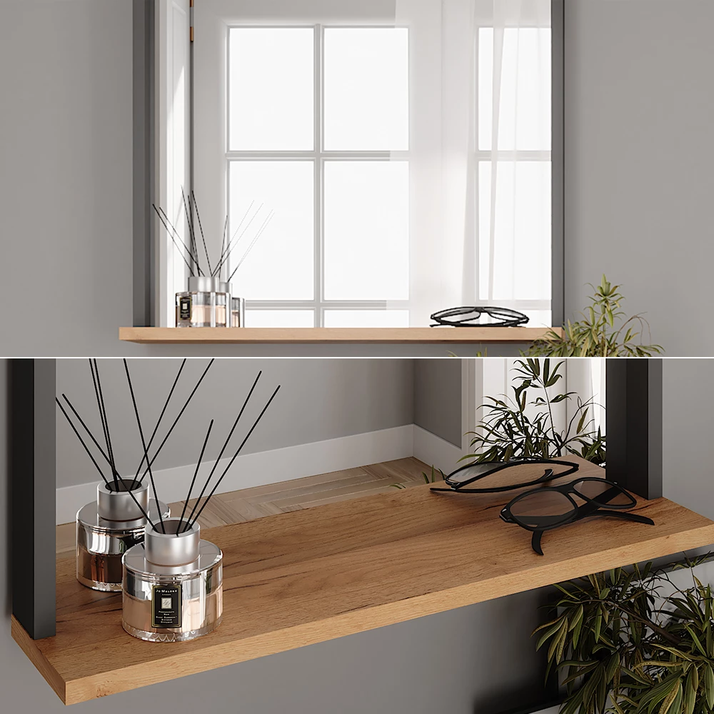 Vicco Wandspiegel Anthrazit/Goldkraft Eiche 57 x 60 cm mit Spiegel, Orlando