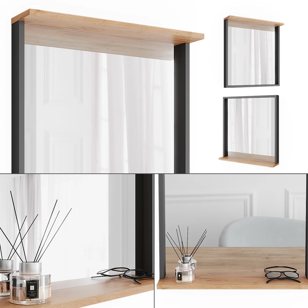 Vicco Wandspiegel Anthrazit/Goldkraft Eiche 57 x 60 cm mit Spiegel, Orlando