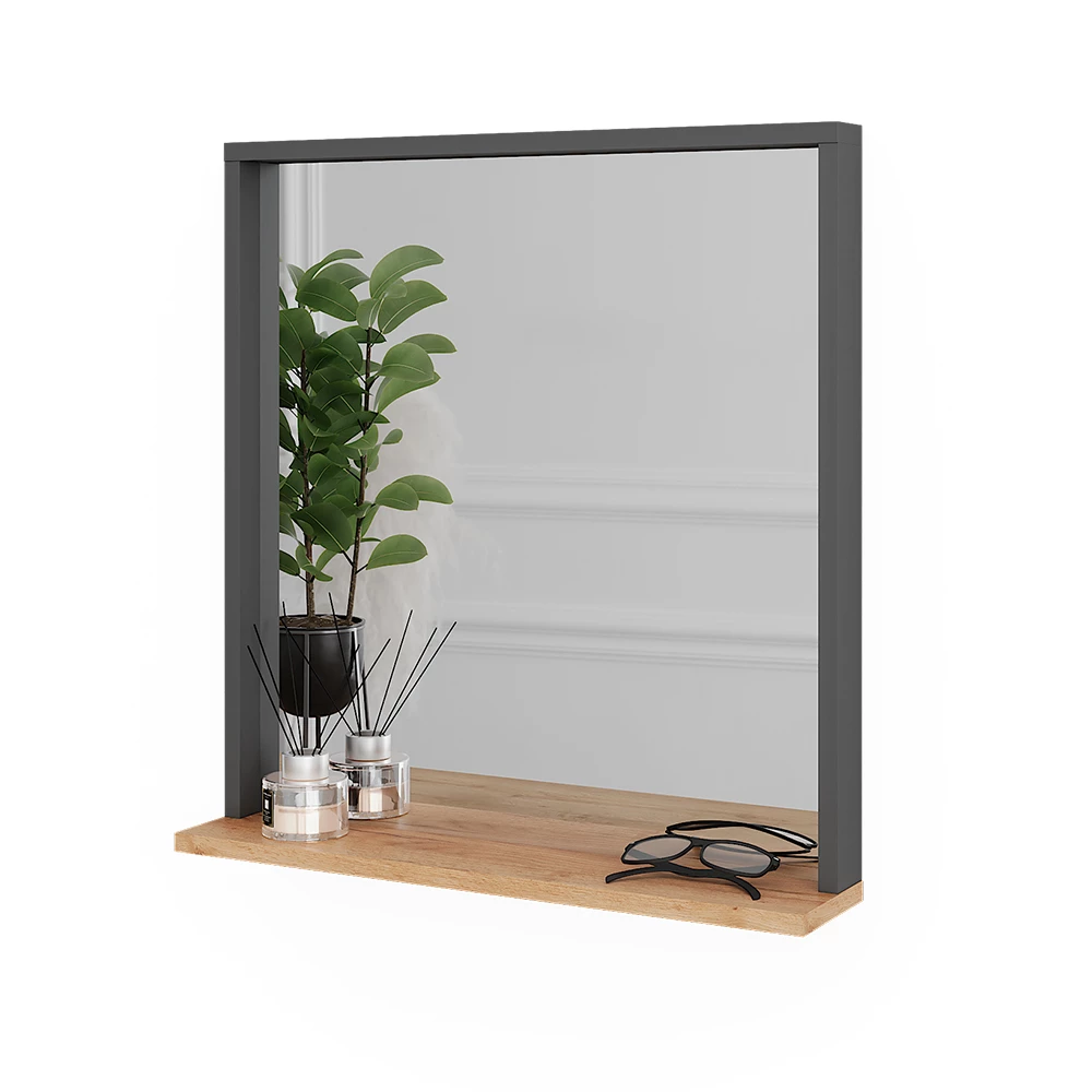 Vicco Wandspiegel Anthrazit/Goldkraft Eiche 57 x 60 cm mit Spiegel, Orlando
