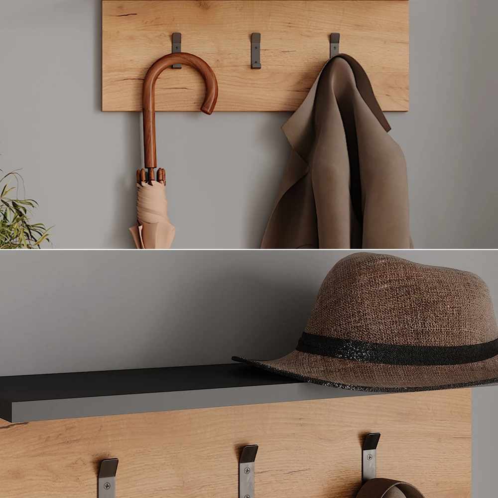 Vicco Garderobe mit Hutablage Anthrazit/Goldkraft Eiche 60 x 21.6 cm, Orlando