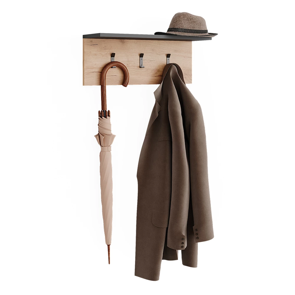 Vicco Garderobe mit Hutablage Anthrazit/Goldkraft Eiche 60 x 21.6 cm, Orlando