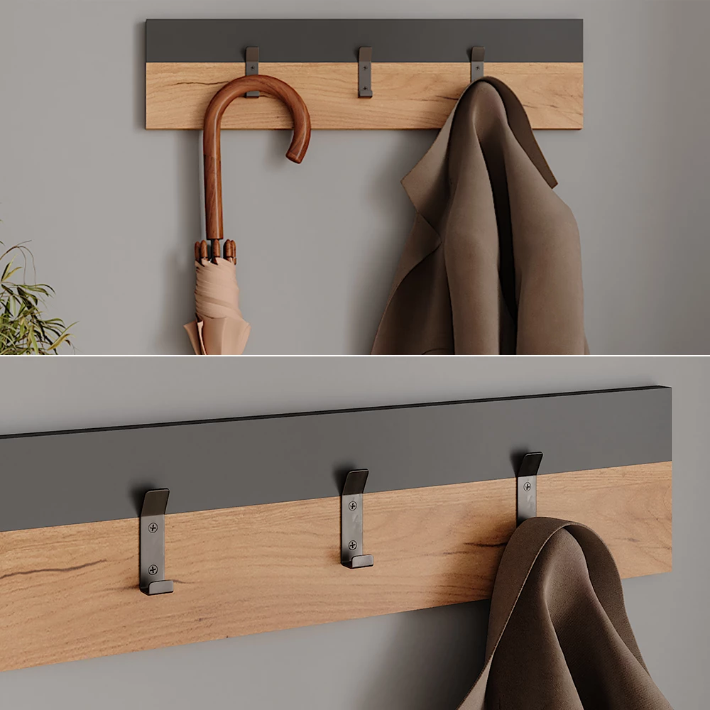Prikaz izbliza Wandgarderobe u boji Anthrazit/Goldkraft Eiche, prikazuje teksturu/detalje