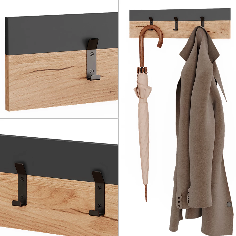 Prikaz izbliza Wandgarderobe u boji Anthrazit/Goldkraft Eiche, prikazuje dizajn i površinske detalje