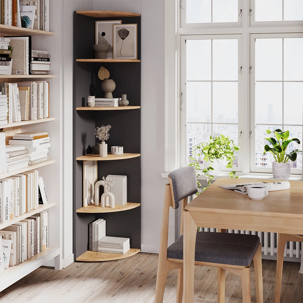 Kulmahylly in Antrasiitti/Goldkraft tammi on white background