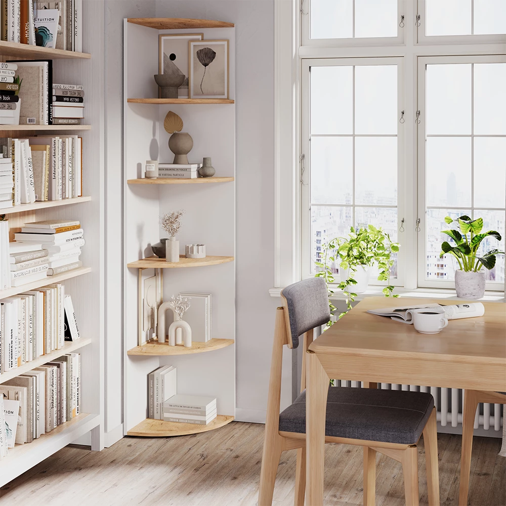 Vicco Hoekplank Eik wit/goud 40 x 180.6 cm, Ecki