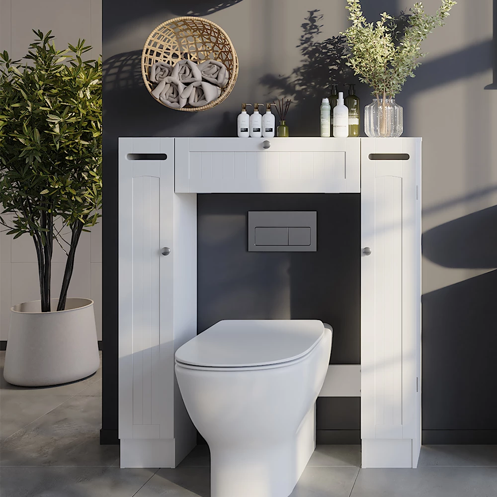 Vicco Toilettenschrank Weiß 89 x 99 cm mit 2 Toilettenpapierspendern, Bianco