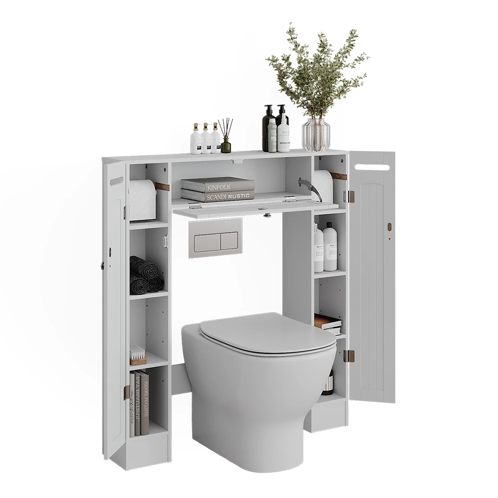 Vicco Toilettenschrank Weiß 89 x 99 cm mit 2 Toilettenpapierspendern, Bianco