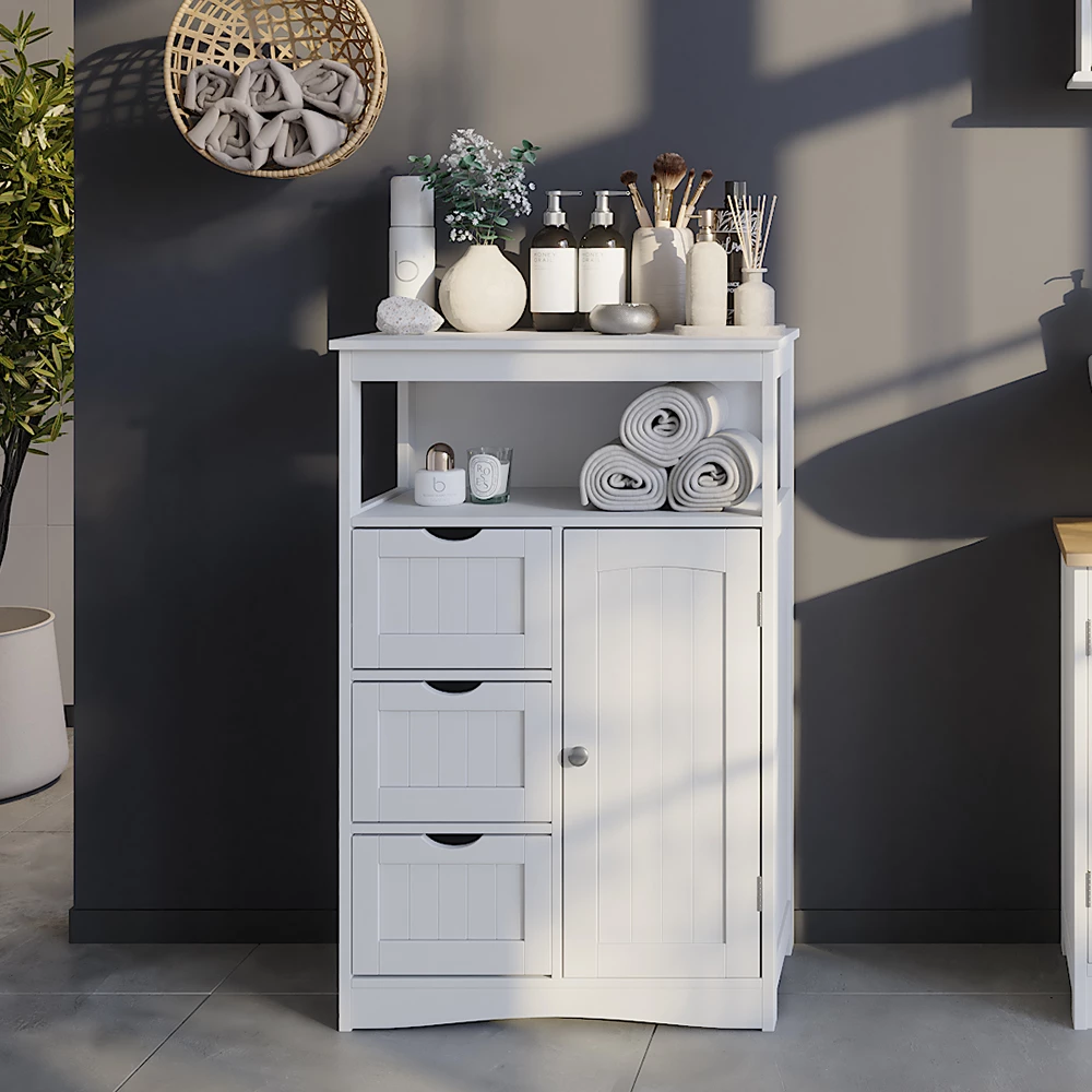 Vicco Midischrank Weiß 56 x 86.5 cm mit Schubladen, Bianco