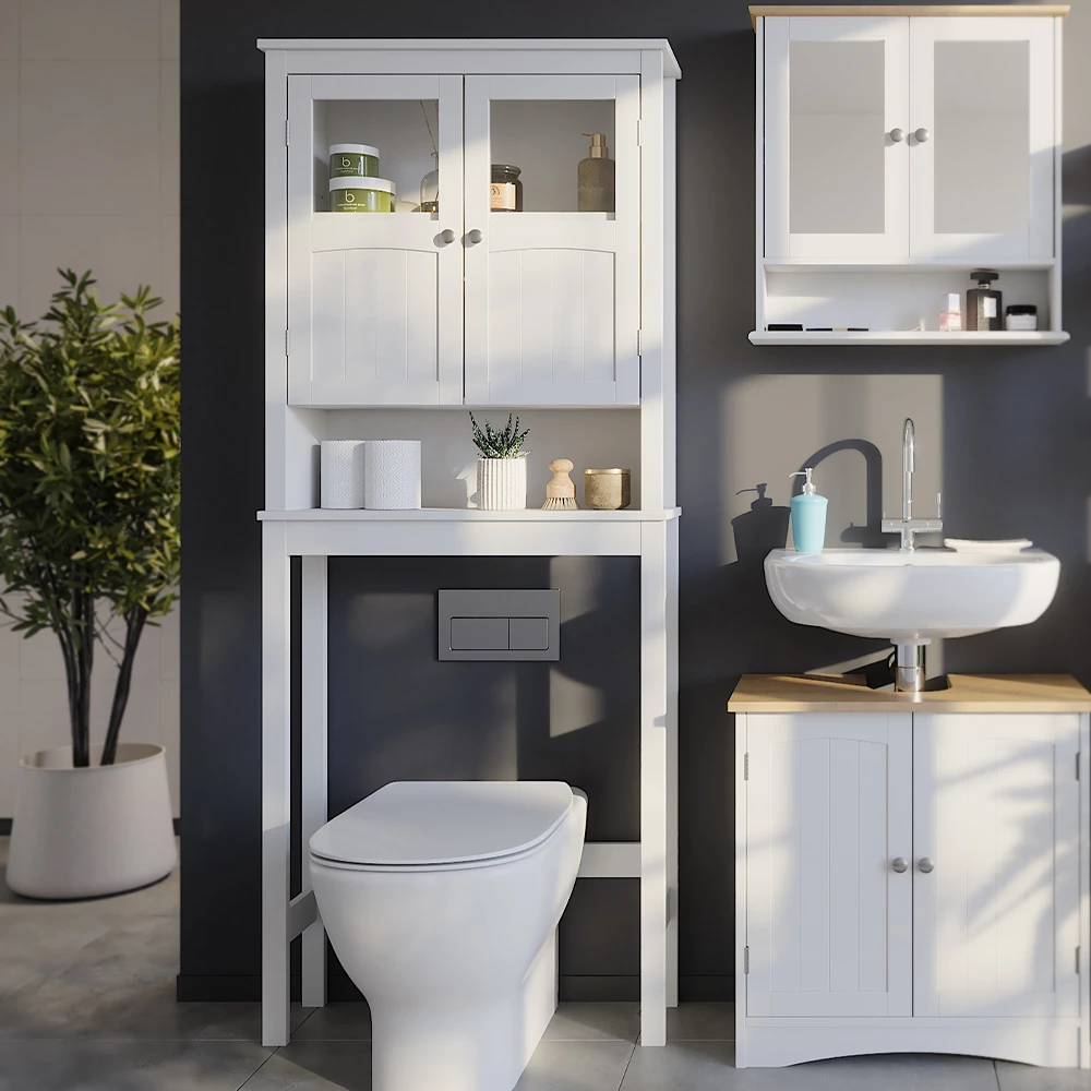 Vicco Toilettenschrank Weiß 69 x 171 cm, Bianco