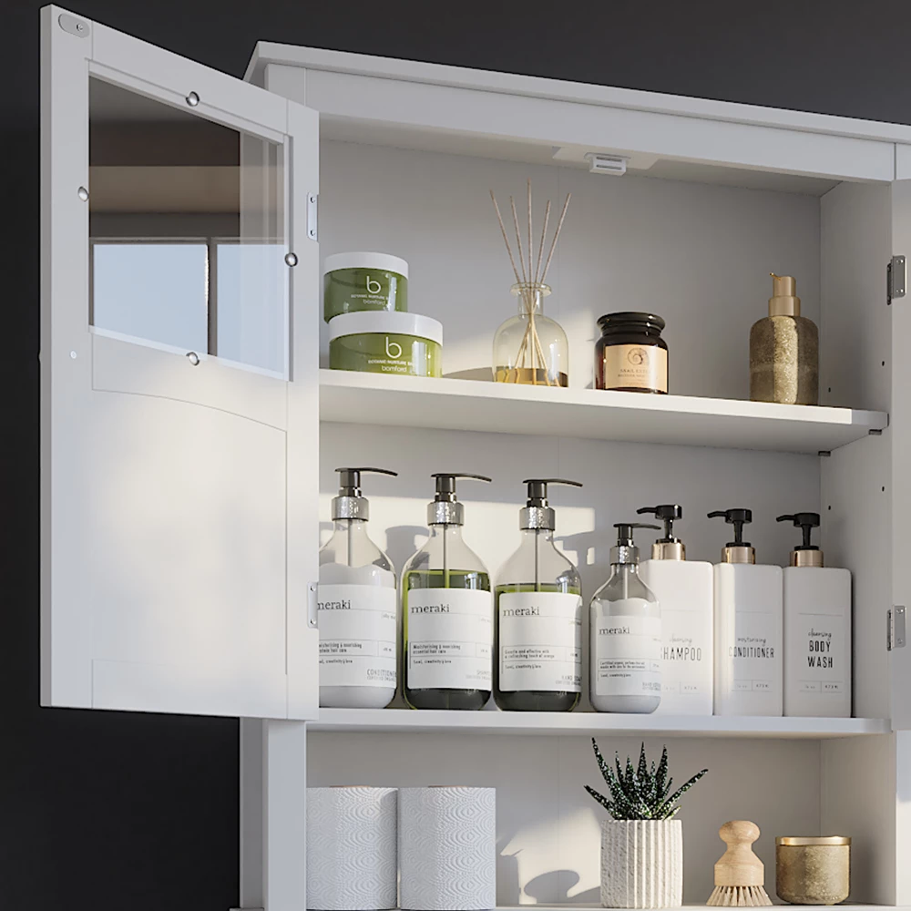 Vicco Toilettenschrank Weiß 69 x 171 cm, Bianco
