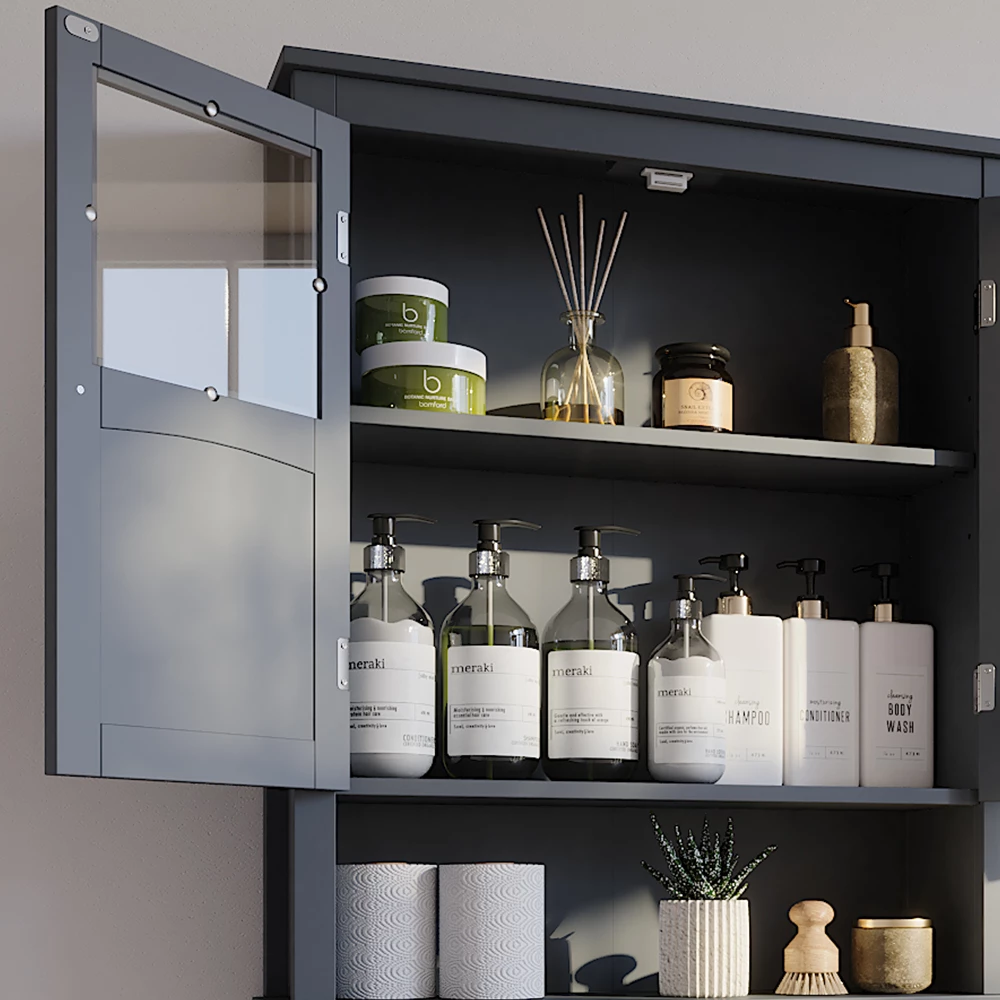 Vicco Toilettenschrank Grau 69 x 171 cm, Bianco