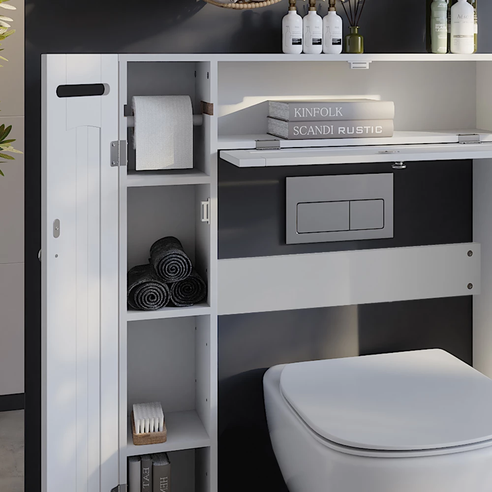 Vicco Toilettenschrank Weiß 89 x 99 cm mit 2 Toilettenpapierspendern, Bianco