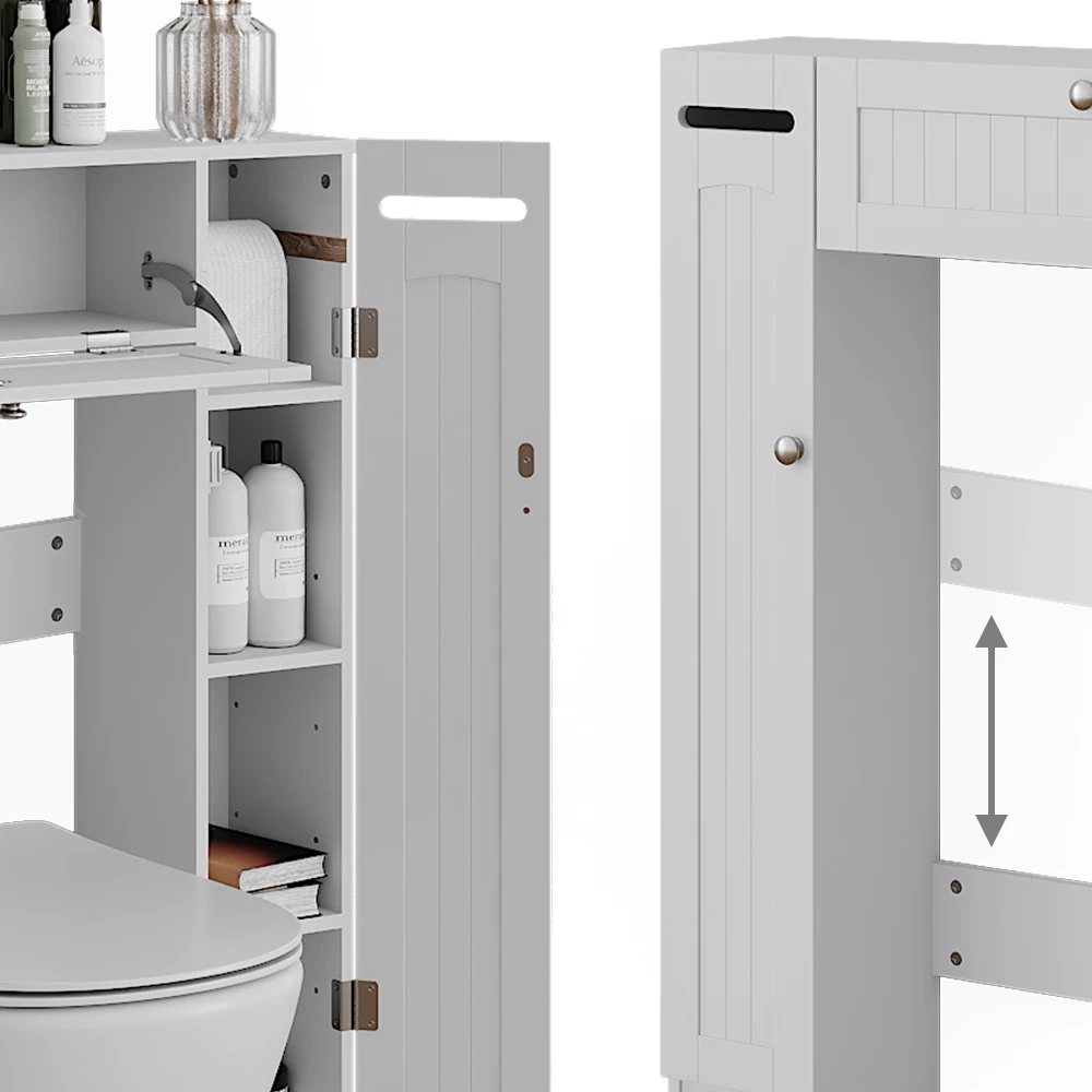 Vicco Toilettenschrank Weiß 89 x 99 cm mit 2 Toilettenpapierspendern, Bianco