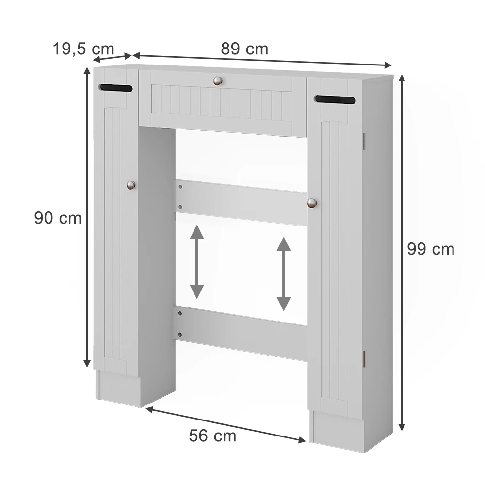 Vicco Toilettenschrank Weiß 89 x 99 cm mit 2 Toilettenpapierspendern, Bianco