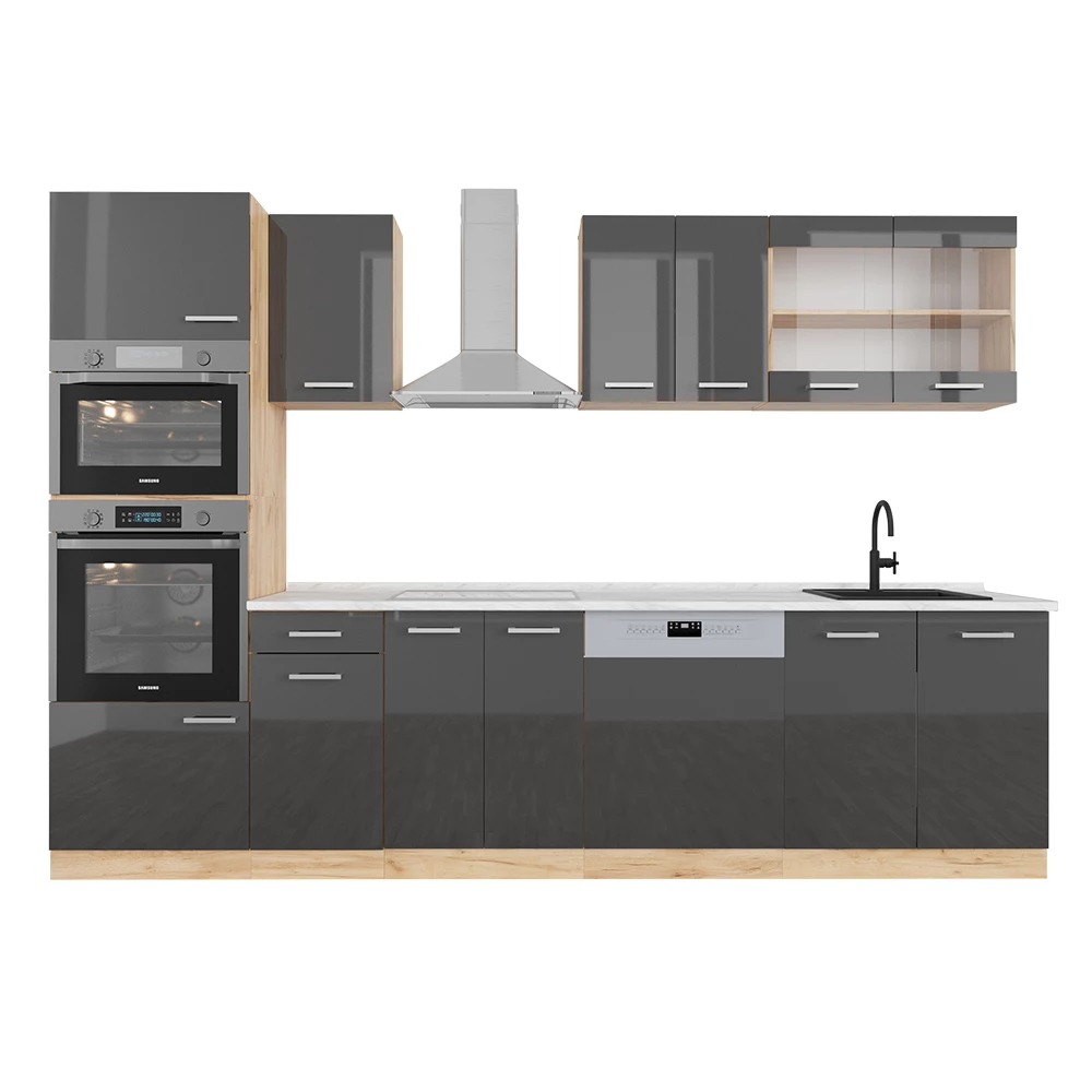 Vicco Kitchenette Antracit lucios/stejar Goldkraft 300cm, R-Line