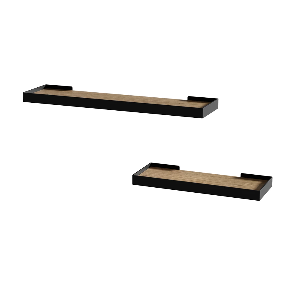 Vicco Wandregal Schwarz/Eiche 60 x 3 cm 2er-Set, Erni